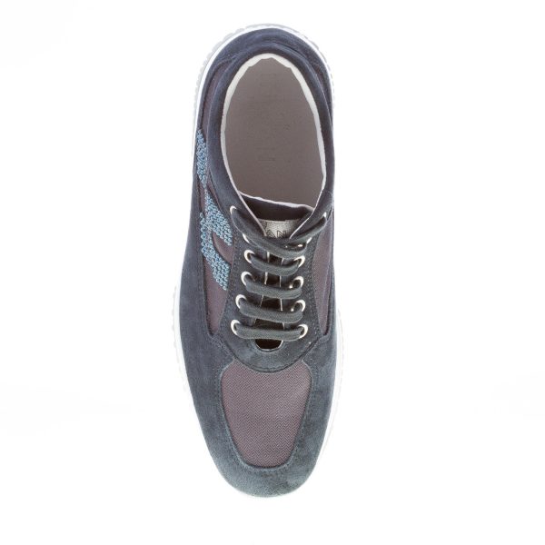 HOGAN donna Interactive in camoscio più tessuto BLU NOTTE con H di strass - immagine 7