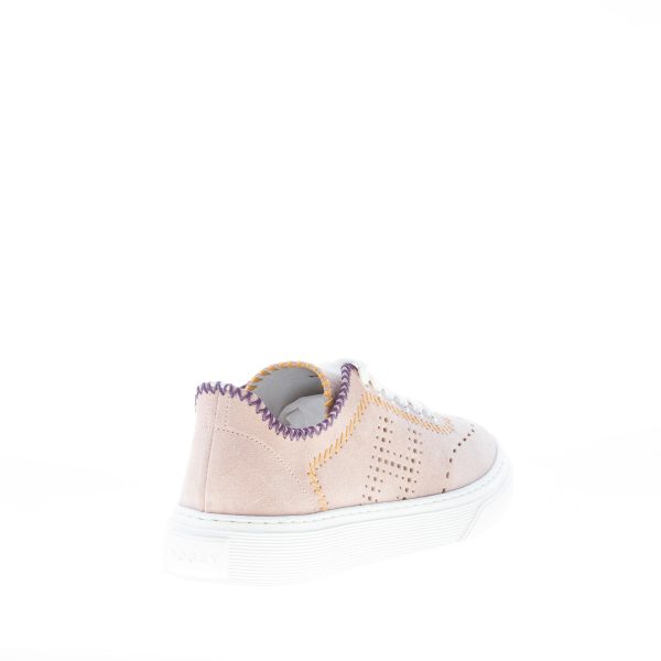 HOGAN donna H365 sneaker in camoscio ROSA CIPRIA con cuciture colorate - immagine 3