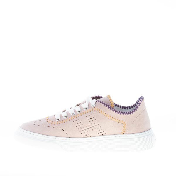 HOGAN donna H365 sneaker in camoscio ROSA CIPRIA con cuciture colorate - immagine 5