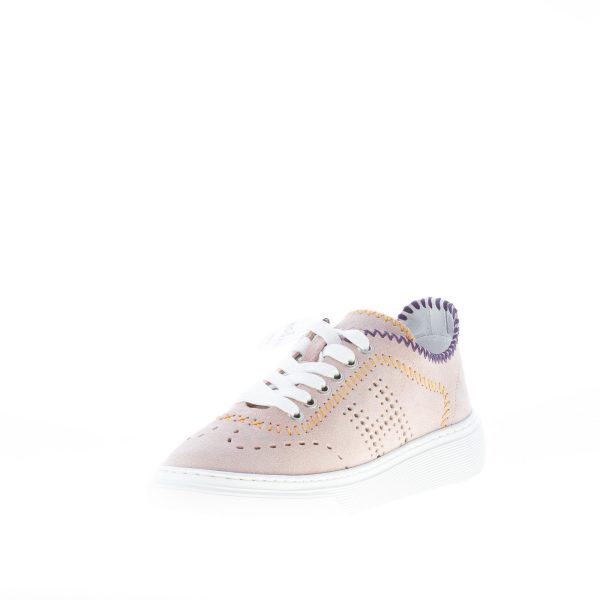 HOGAN donna H365 sneaker in camoscio ROSA CIPRIA con cuciture colorate - immagine 6