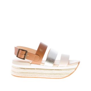 HOGAN donna H430 sandalo con fasce MULTICOLORE e suola Maxi in corda. Tacco 5,5 cm