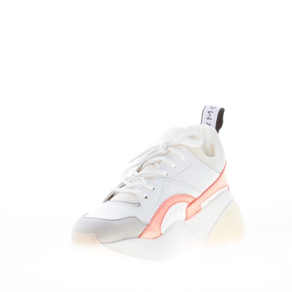 STELLA McCARTNEY donna sneaker Eclypse in alter nappa BIANCO ed arancione - immagine 6