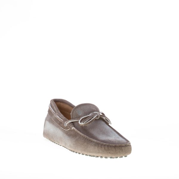 TOD'S uomo mocassino in camoscio TESTA DI MORO delavé con laccetto. Suola gommini - immagine 2