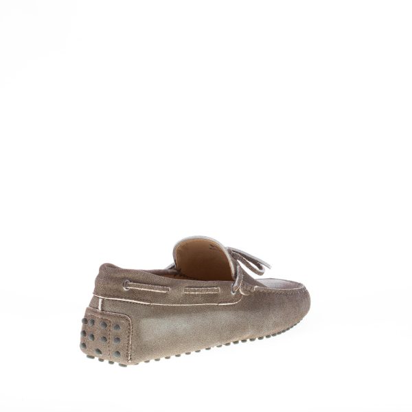 TOD'S uomo mocassino in camoscio TESTA DI MORO delavé con laccetto. Suola gommini - immagine 3