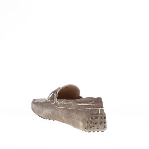 TOD'S uomo mocassino in camoscio TESTA DI MORO delavé con laccetto. Suola gommini - immagine 4