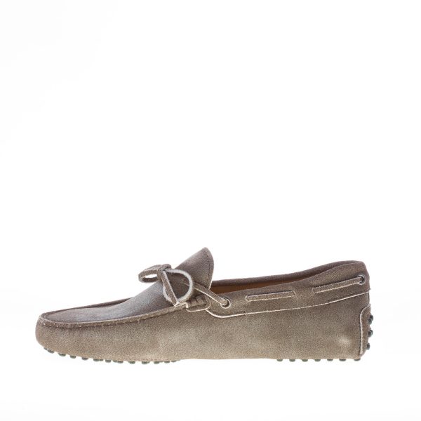 TOD'S uomo mocassino in camoscio TESTA DI MORO delavé con laccetto. Suola gommini - immagine 5