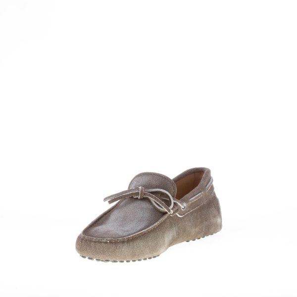 TOD'S uomo mocassino in camoscio TESTA DI MORO delavé con laccetto. Suola gommini - immagine 6