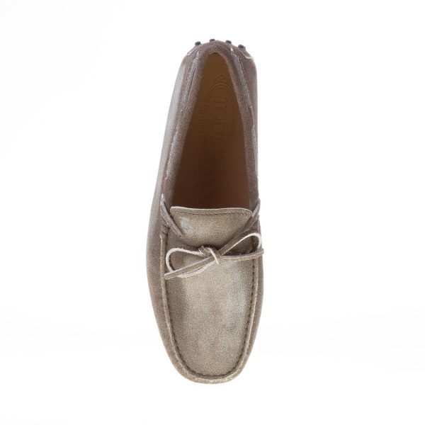 TOD'S uomo mocassino in camoscio TESTA DI MORO delavé con laccetto. Suola gommini - immagine 7