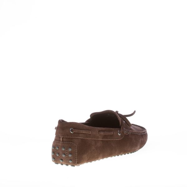 TOD'S uomo mocassino in camoscio TESTA DI MORO con laccetto. Suola gommini - immagine 3