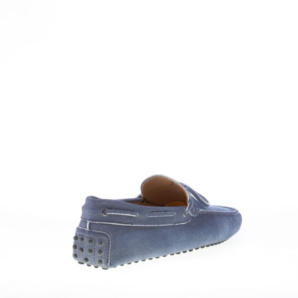 TOD'S uomo mocassino in camoscio BLU delavé con laccetto. Suola gommini - immagine 3