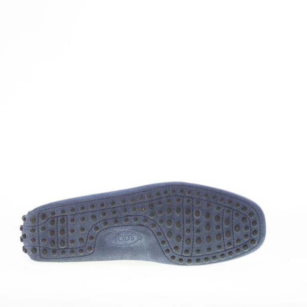 TOD'S uomo mocassino in camoscio BLU delavé con laccetto. Suola gommini - immagine 8