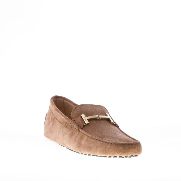 TOD'S uomo mocassino in camoscio MARRONE con morsetto Doppia T. Suola gommini - immagine 2