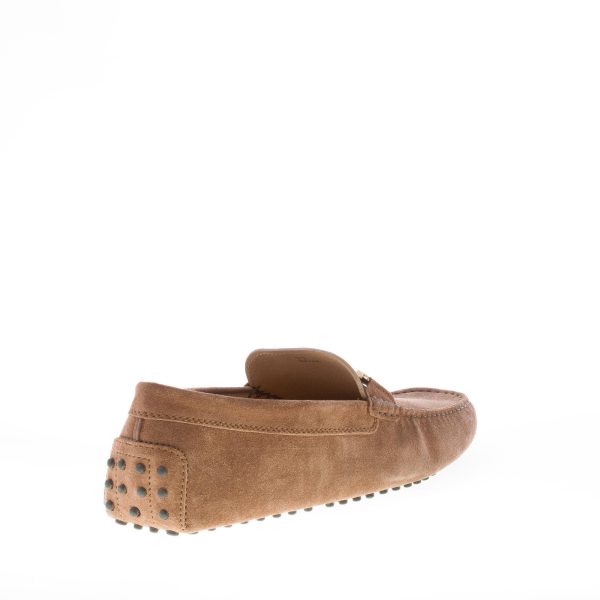 TOD'S uomo mocassino in camoscio MARRONE con morsetto Doppia T. Suola gommini - immagine 3