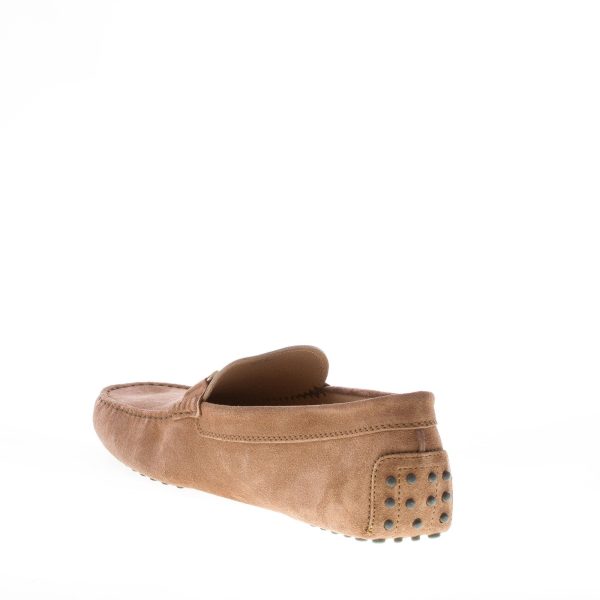 TOD'S uomo mocassino in camoscio MARRONE con morsetto Doppia T. Suola gommini - immagine 4