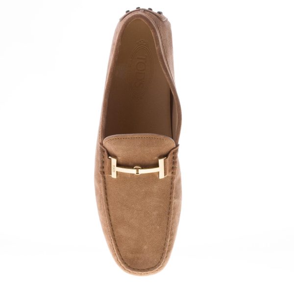 TOD'S uomo mocassino in camoscio MARRONE con morsetto Doppia T. Suola gommini - immagine 7
