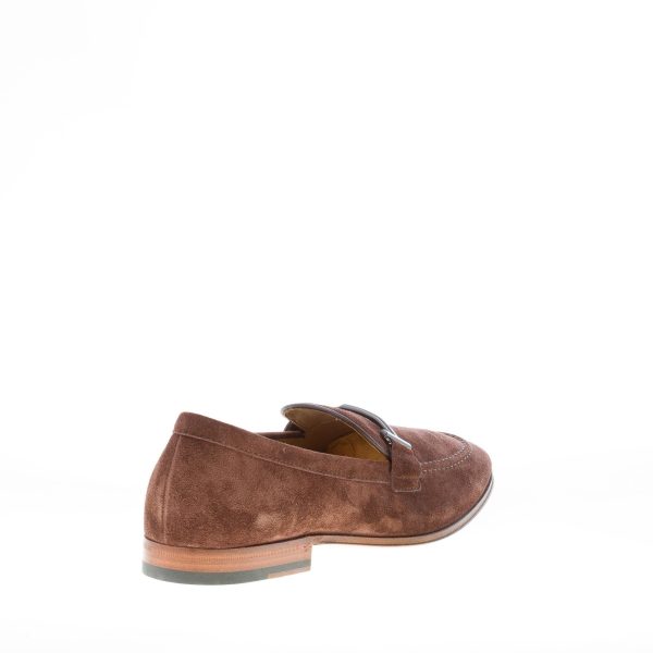TOD'S uomo mocassino in camoscio TESTA DI MORO con morsetto Doppia T. Suola cuoio - immagine 3
