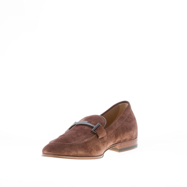 TOD'S uomo mocassino in camoscio TESTA DI MORO con morsetto Doppia T. Suola cuoio - immagine 6
