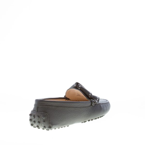 TOD'S donna mocassino gommini in pelle martellata NERO con fiocco e borchie - immagine 3