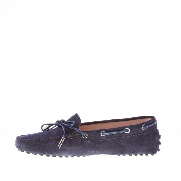 TOD'S donna mocassino gommini in camoscio BLU con laccetto - immagine 5