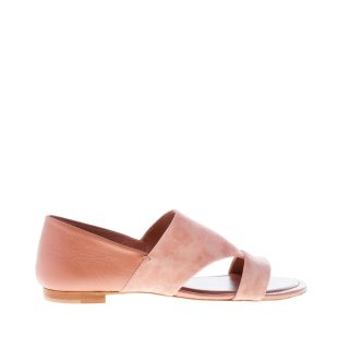 TOD'S donna sandalo piatto chiuso al tallone in camoscio e pelle ROSA. Suola cuoio