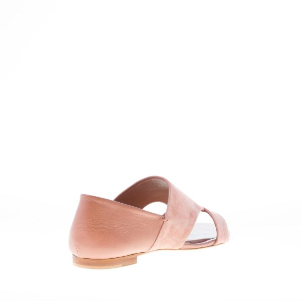 TOD'S donna sandalo piatto chiuso al tallone in camoscio e pelle ROSA. Suola cuoio - immagine 3