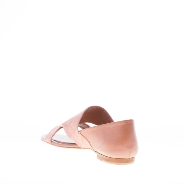 TOD'S donna sandalo piatto chiuso al tallone in camoscio e pelle ROSA. Suola cuoio - immagine 4