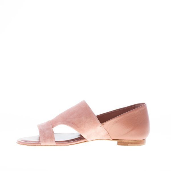 TOD'S donna sandalo piatto chiuso al tallone in camoscio e pelle ROSA. Suola cuoio - immagine 5