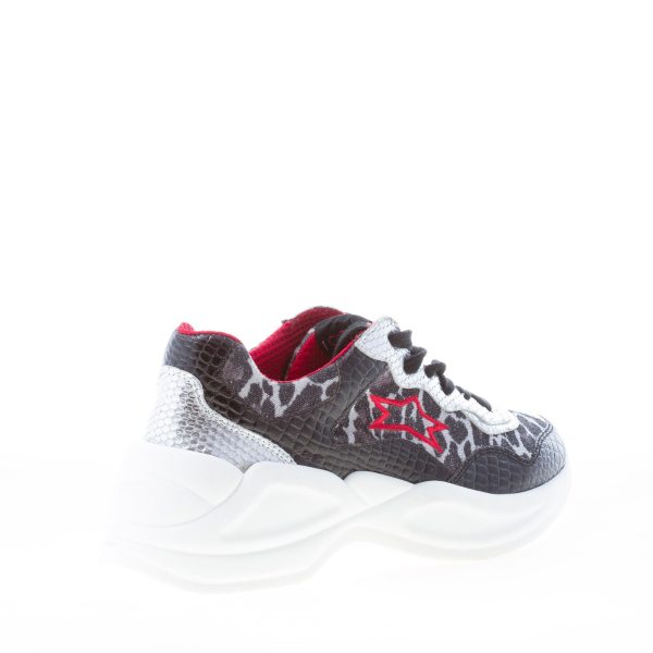 ISHIKAWA donna sneaker TOKYO 1741 in pelle stampa rettile NERO e argento più animalier - immagine 3