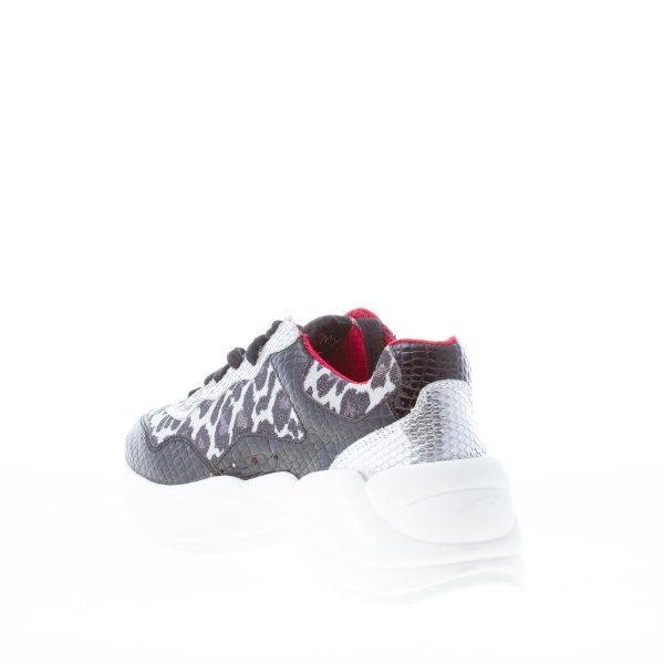 ISHIKAWA donna sneaker TOKYO 1741 in pelle stampa rettile NERO e argento più animalier - immagine 4