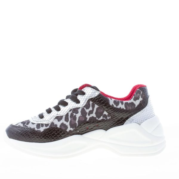 ISHIKAWA donna sneaker TOKYO 1741 in pelle stampa rettile NERO e argento più animalier - immagine 5