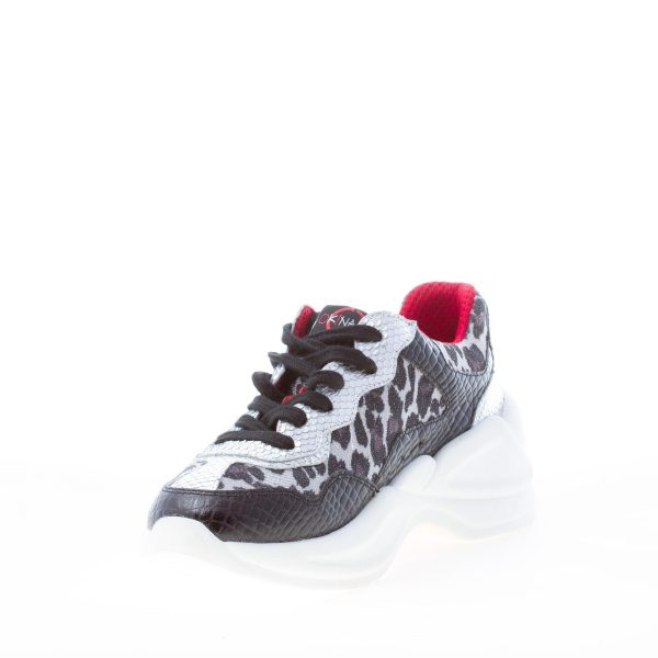 ISHIKAWA donna sneaker TOKYO 1741 in pelle stampa rettile NERO e argento più animalier - immagine 6