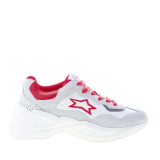 ISHIKAWA donna sneaker TOKYO 1751 in pelle BIANCO più camoscio grigio