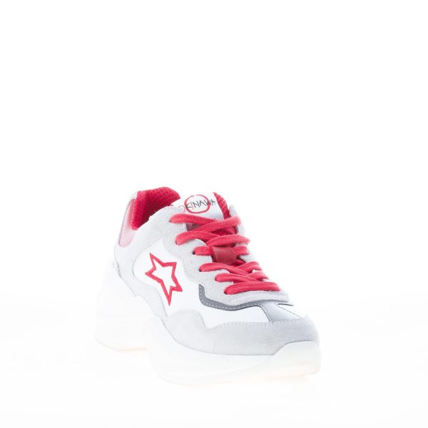 ISHIKAWA donna sneaker TOKYO 1751 in pelle BIANCO più camoscio grigio - immagine 2