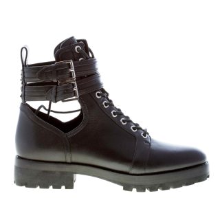 MICHAEL KORS donna anfibio Bensen in pelle NERO con doppia fibbia. Tacco 4 cm