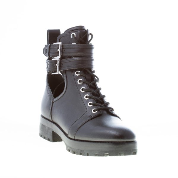 MICHAEL KORS donna anfibio Bensen in pelle NERO con doppia fibbia. Tacco 4 cm - immagine 2