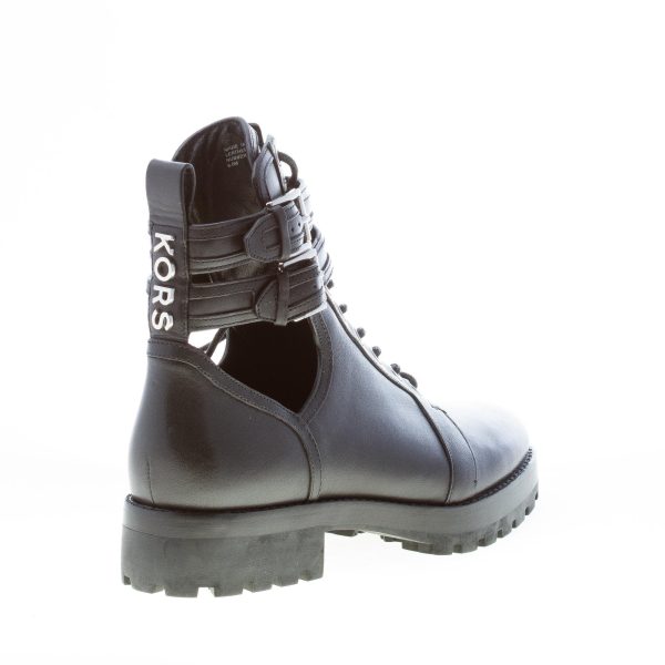 MICHAEL KORS donna anfibio Bensen in pelle NERO con doppia fibbia. Tacco 4 cm - immagine 3
