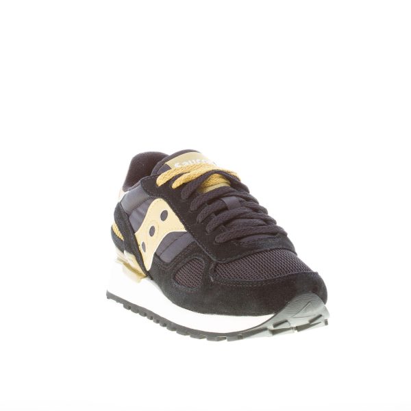 SAUCONY donna sneaker Shadow Original in tessuto e camoscio NERO più oro - immagine 2