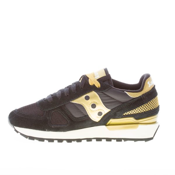 SAUCONY donna sneaker Shadow Original in tessuto e camoscio NERO più oro - immagine 5