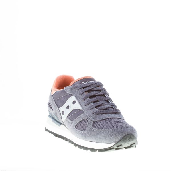 SAUCONY uomo sneaker Shadow Original in tessuto e camoscio GRIGIO SCURO argento e arancione - immagine 2