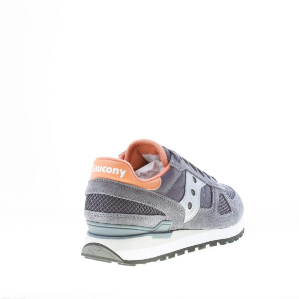 SAUCONY uomo sneaker Shadow Original in tessuto e camoscio GRIGIO SCURO argento e arancione - immagine 3