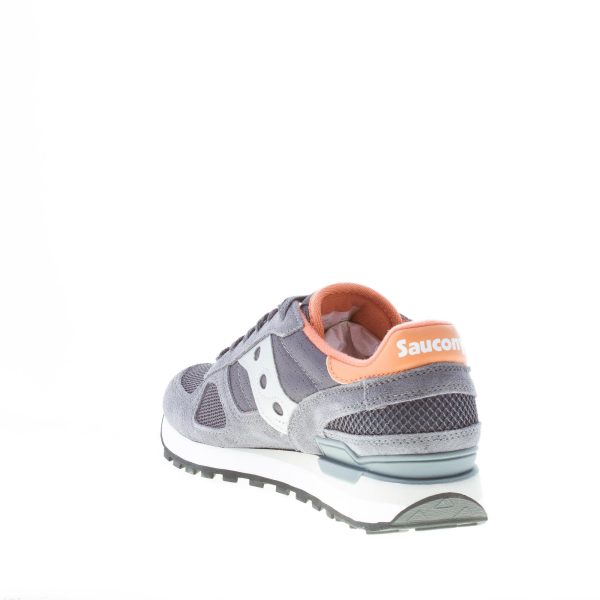 SAUCONY uomo sneaker Shadow Original in tessuto e camoscio GRIGIO SCURO argento e arancione - immagine 4