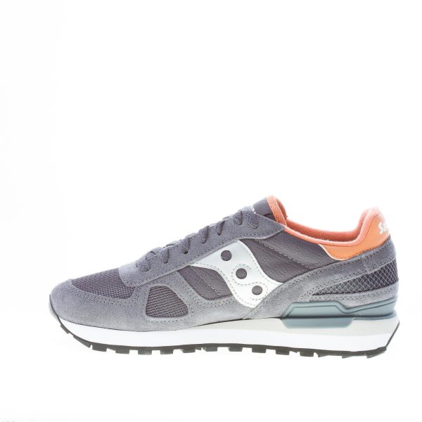 SAUCONY uomo sneaker Shadow Original in tessuto e camoscio GRIGIO SCURO argento e arancione - immagine 5