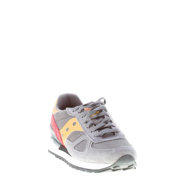 SAUCONY uomo sneaker Shadow Original in tessuto e camoscio GRIGIO più giallo e rosso - immagine 2