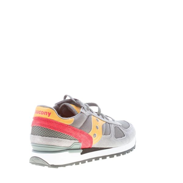 SAUCONY uomo sneaker Shadow Original in tessuto e camoscio GRIGIO più giallo e rosso - immagine 3