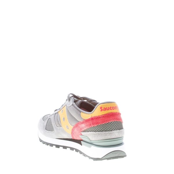 SAUCONY uomo sneaker Shadow Original in tessuto e camoscio GRIGIO più giallo e rosso - immagine 4