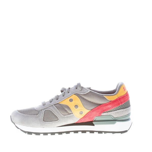 SAUCONY uomo sneaker Shadow Original in tessuto e camoscio GRIGIO più giallo e rosso - immagine 5