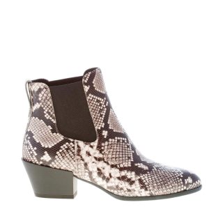 HOGAN donna stivaletto Texano H401 in pelle stampa pitone NATURALE. Tacco 5,5 cm