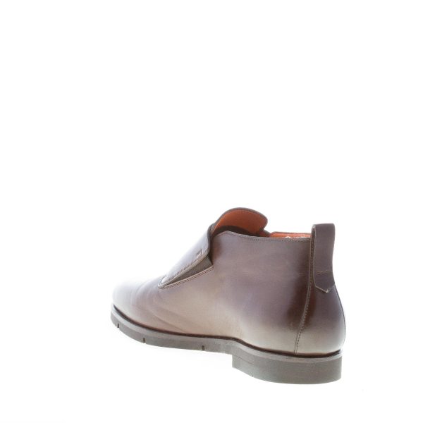 SANTONI uomo polacchina con doppia fibbia in pelle MARRONE. Suola gomma - immagine 4