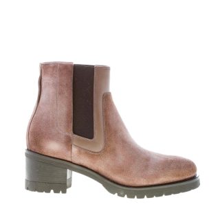 SANTONI donna stivaletto elasticizzato in camoscio TORTORA. Tacco 5,5 cm