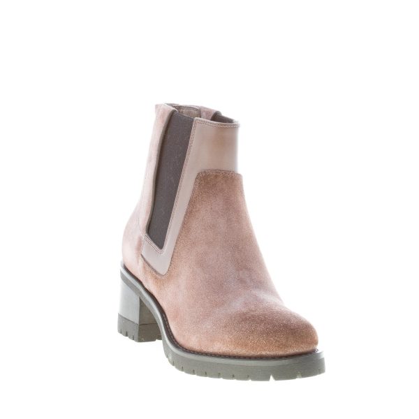 SANTONI donna stivaletto elasticizzato in camoscio TORTORA. Tacco 5,5 cm - immagine 2